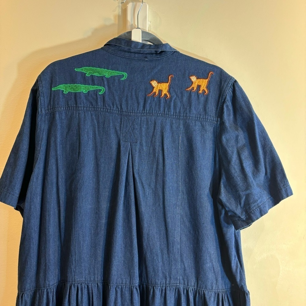 COTTON PICKIN’ by Betty Green Sz XL Dress 100% Cotton Animal Appliqués Vintage - Picture 6 of 13